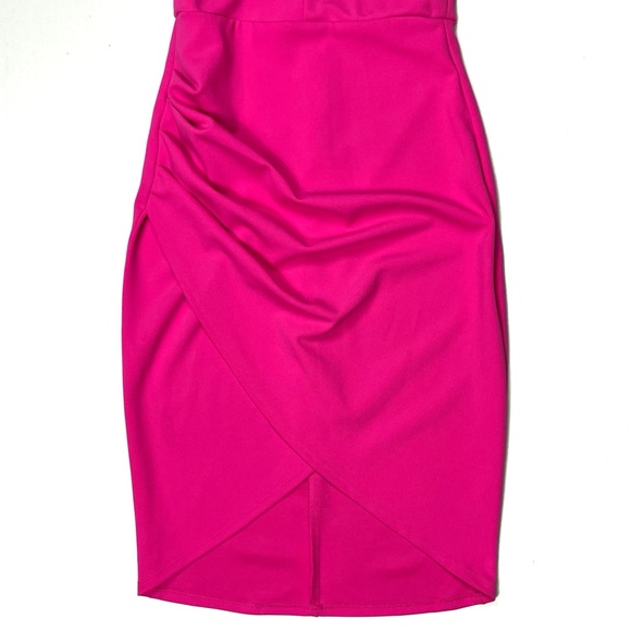 NWT Bisou Bisou Hot Pink Halter Rouched Dress - Picture 5 of 8